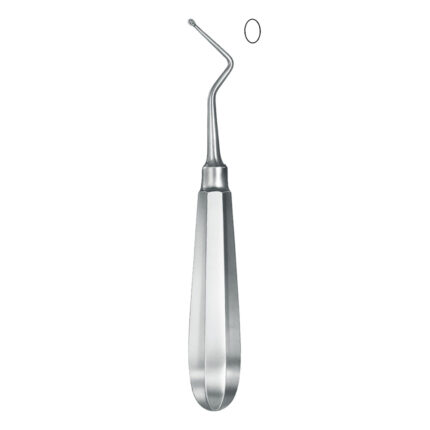 Bone surgery , Bone curette, model USA, with hollow Handle, oval, left angled